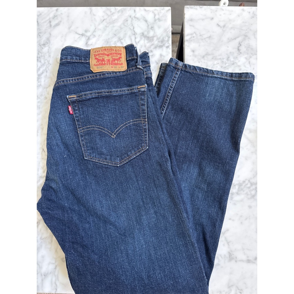 Levis 505 Regular Fit Straight Leg Dark Wash Jeans Mens W32 L30 Indigo Mexico